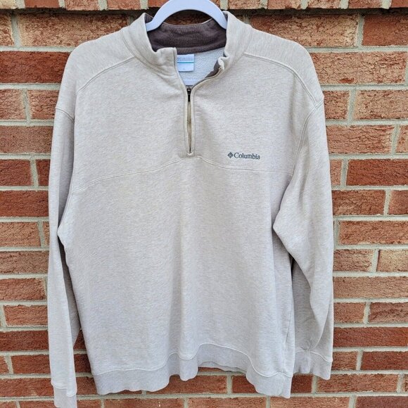 Columbia Pullover Sweatshirt Men's Size XL Cream 1/4 Zip - Picture 1 of 7
